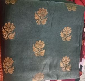 Green Saree With Brown Border