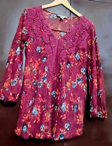 Purple 🟣 Floral Crochet Top for 32 Bust