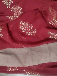 Maroon Floral Print Saree
