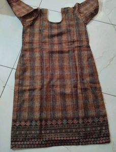 Brown Plaid Kurta Set ( winter suit)