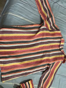 Striped Open Front Coat