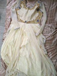 Elegant Cream Embroidered Gown
