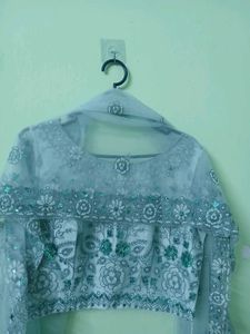 Blue Embroidered Lehenga Set