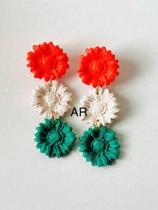 Tricolour Big Flower Earring