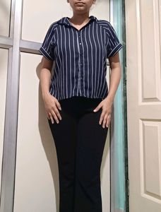 Striped Casual Crop Shirt