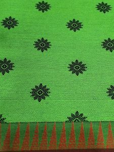 Green Cotton Saree with Peacock Border