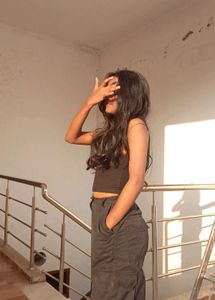 Black Crop Tank & Cargo Pants