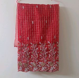 Red Organza Fabric1 Mtr