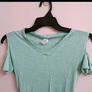 Down Shoulder Ruffle Top-mint