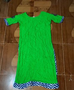 Green Kurta with Blue Detail
