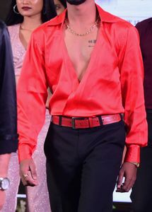 Men's Red Satin Style Shirt