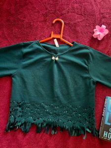Green Cutout Detail Top