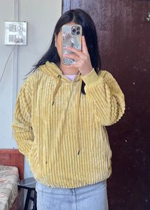Corduroy Yellow Hoodie