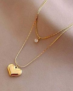 solitaire & Heart Layered Necklace anti tarnish