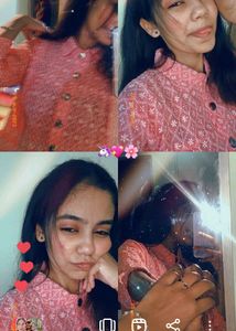 Embroidery pink Short Kurte Type Top