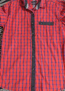 100% Cotton Red Checked Casual Shirt