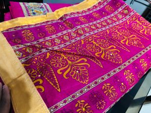 Elegant Pink Embroidered Saree