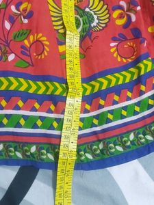 Red Coloured Sleeveless Anarkali Kurta With Koti.