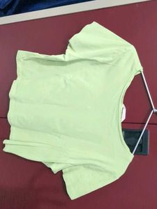 Green Ruched Cropped Tee