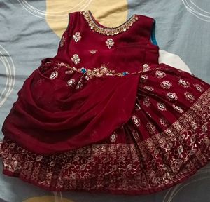 Elegant Maroon Baby Dress