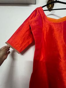 Orange Raw Silk Kurti