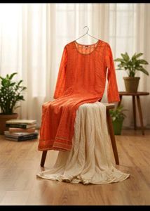 Orange Printed Kurta