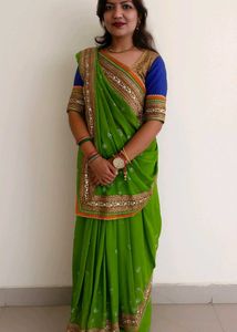 Heavy Georgette Popat Green Saree