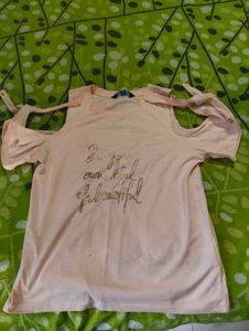 Pink Cold Shoulder Graphic Tee