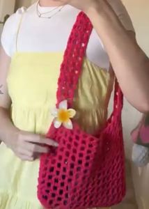 Pink Crochet Bag