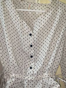 Polka Dot Blouse with Tie Detail