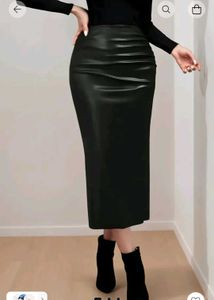 Black Solid Pencil Skirt -newme