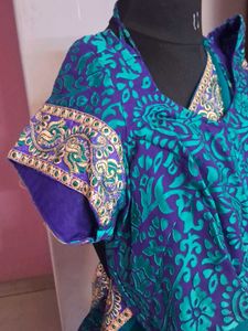 Jacquard Peacock Blue Saree