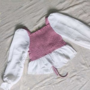 Zara Corset Puff Sleeve Bustier Cute Top