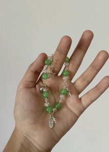 Green Beaded Charm Bracelet
