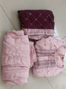 Elegant pink and wine Kurta Set