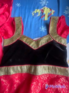 Girls&#39; Red &amp; Black Ethnic Dress