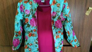 Pink Dress with Floral Jacket