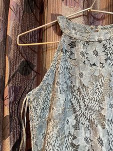 Blue Lace Halter Dress - Imported