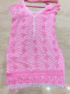 Chikankari Pink Kurta Set