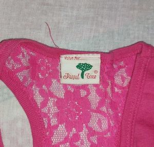 Pink Tank Top with Lace Back