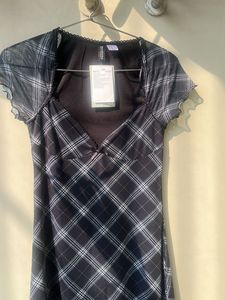H&amp;M New Cute Plaid Mini Dress XS size
