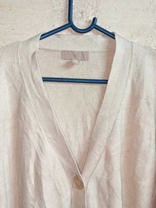 H&amp;M Oversized Crop Cardigan Sweater Cream
