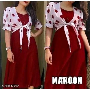 Maroon Frock With White Coat💓