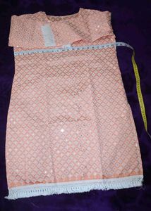 Peach Embroidered Kurti Fabric