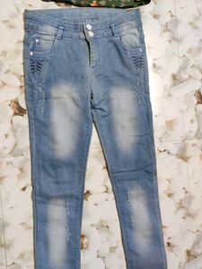 Peplum Top And Denim Jeans