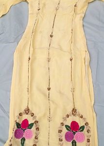 Embroidered Light Yellow Kurti