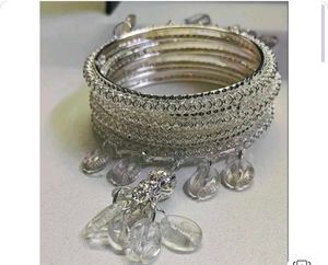 Silver Plated Stylish Kodi Bangles with Kalira