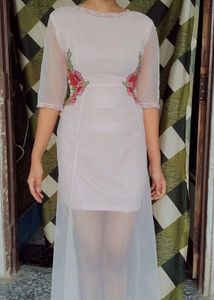 Floral Embroidered Sheer Dress