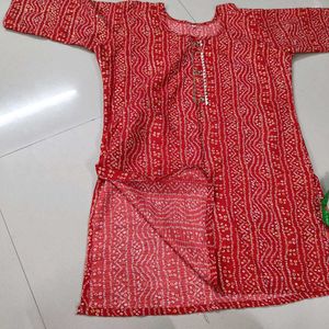 Red Printed Kurta