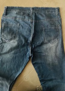 Blue Skinny Fit High Rise Waist Ripped Denim Jeans